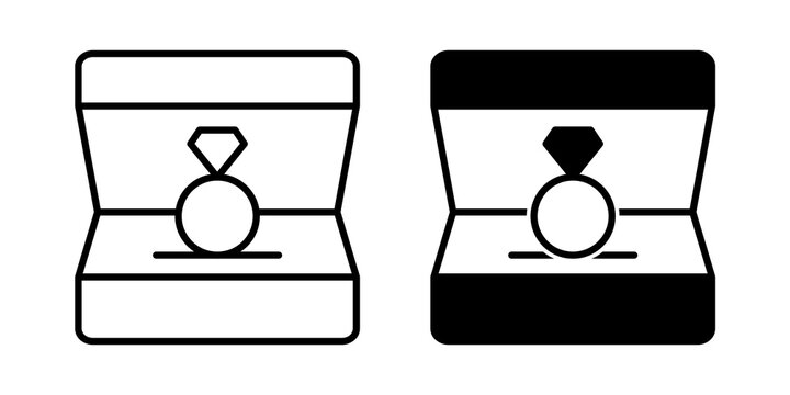 Ring box icon flat outline in black