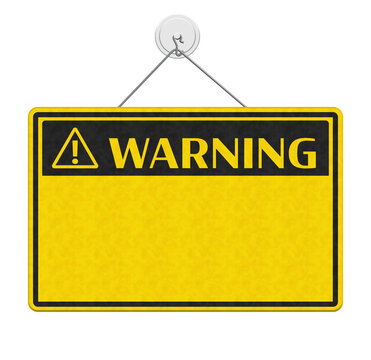 Blank yellow warning sign isolated on white