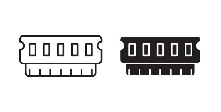 Ram memory icon flat outline in black