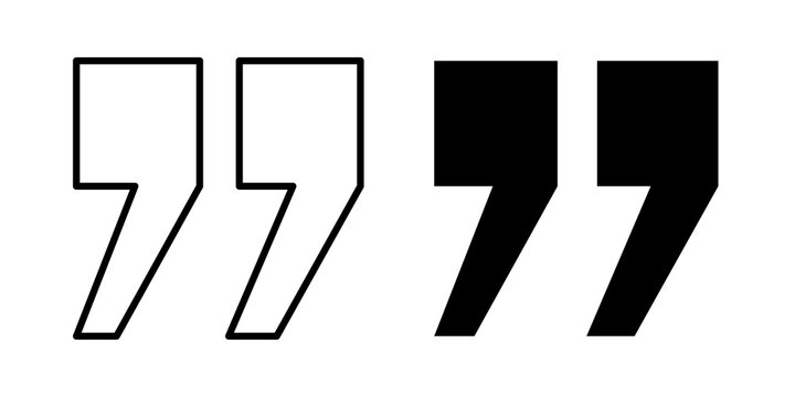 Quote right icon flat outline in black