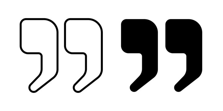 Quote right icon flat outline in black
