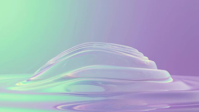 Iridescent liquid waves ripple and morph across a smooth pastel gradient. Website hero, social media design, and beauty branding.