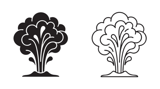black silhouette with line art geyser vector pair icon black silhouette with line art vector pair icon