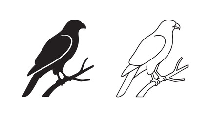 Fototapeta premium black silhouette with line art goshawk vector pair icon black silhouette with line art vector pair icon