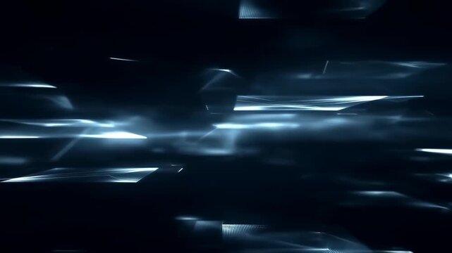Abstract blue light streaks slide across a dark digital field. Technology presentation, digital product promotion, and science and innovation media.