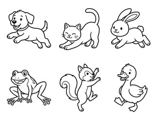 Obraz premium Pet Care Clean Line Art Vector Set 