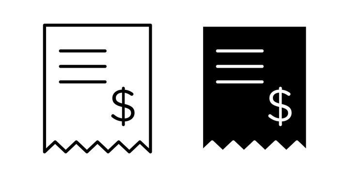 paper check receipt icon flat outline in black