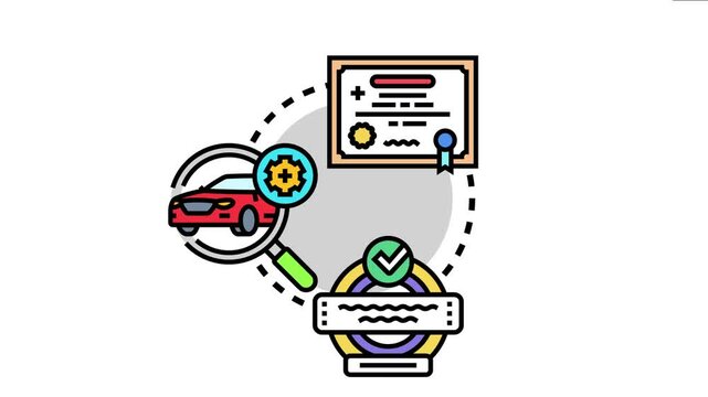 Licensing approval process outlining vehicle inspection, document verification, and final endorsement for official authorization, ensuring compliance
