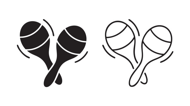 black silhouette with line art maracas vector pair icon black silhouette with line art vector pair icon