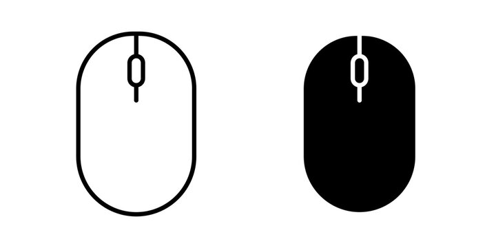 Mouse icon flat outline in black