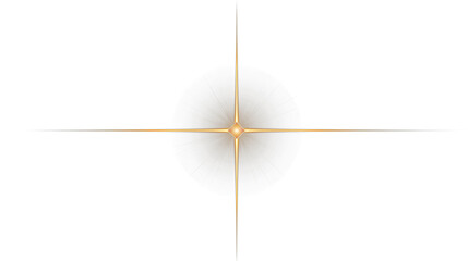 Obraz premium Golden starburst light effect radiates outwards, adding sparkle and glamour, perfect for luxurious design elements, isolated on transparent background