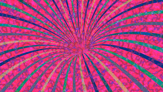 Colorful radial pixel art explosion design