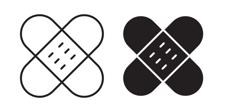 Medical patch icon flat outline in black