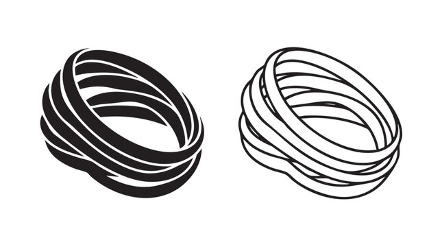 elegant bangle bracelets vector pair icon black silhouette black silhouette with line art vector pair icon