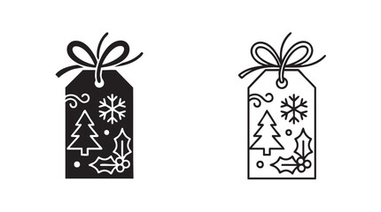 Obraz premium elegant gift tag icon pair, black silhouette with line art black silhouette with line art vector pair icon