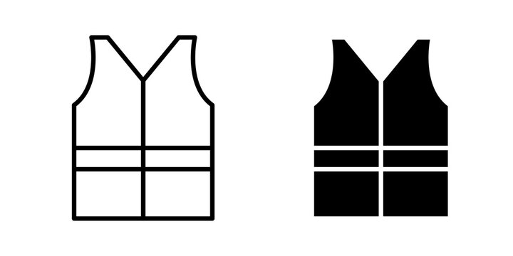 Life jacket icon flat outline in black