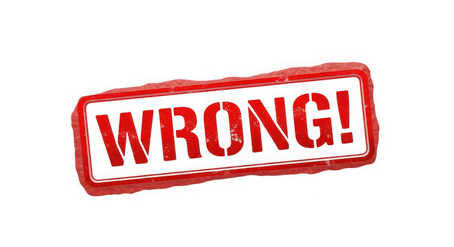 Red Wrong Stamp Label Sign isolated on transparent background