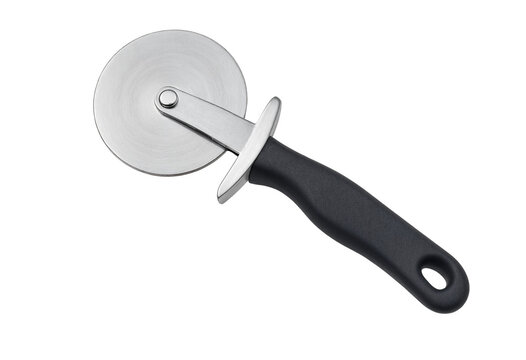 Black handled professional pizza cutter with sharp metal wheel pizza slicer black handle