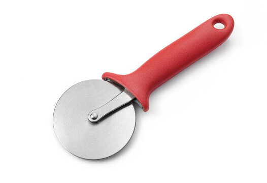 Red handled pizza cutter with sharp stainless steel circular blade pizza slicer chef tool