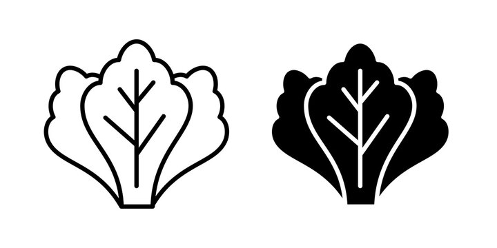 Lettuce icon flat outline in black