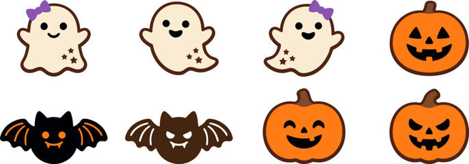 Fototapeta premium Cute cartoon Halloween characters vector illustration set
