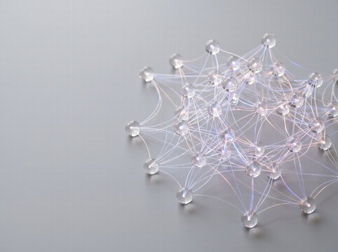 Abstract Glass Network Structure With Glowing Nodes And Lines
