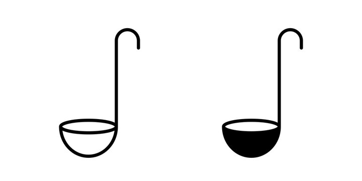 Ladle icon flat outline in black