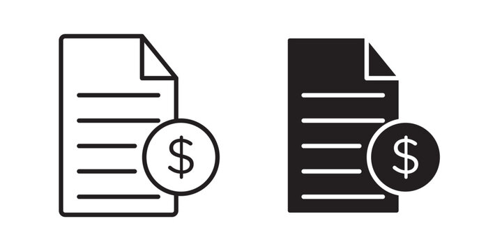 Invoice payment icon flat outline in black