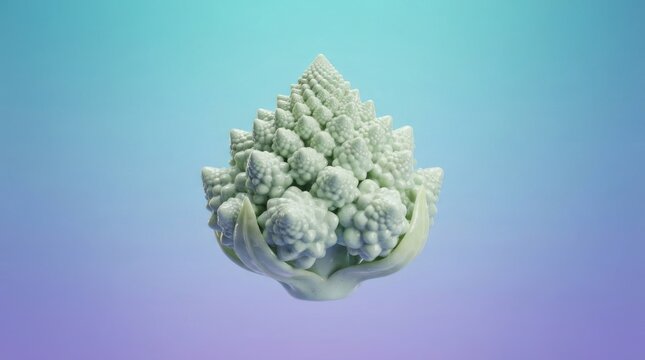 Fractal romanesco broccoli head 3D icon isolated on transparent background