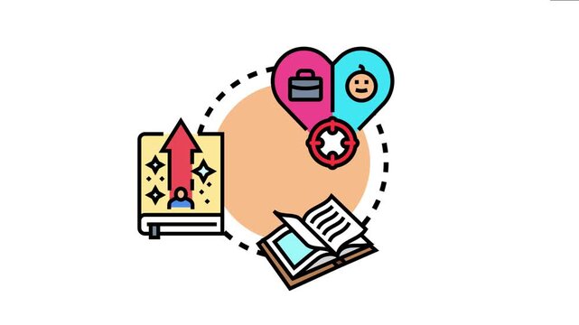 Life idioms concept icon abstractly education goals, career aspirations, and personal development linked through learning and wisdom for individual advancement