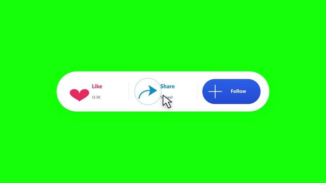 Social Media Interaction Button Animations (Like, Share, and Follow)