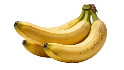 Bunch of ripe yellow bananas with brown spots, isolated on transparent background © Ozols