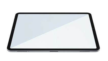 Modern thin tablet computer with blank screen, isolated on transparent background © Ozols