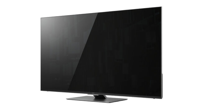Modern flat screen television with thin bezel, isolated on transparent background