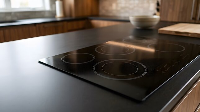 sleek residential induction cooktop integrated into a contemporary kitchen for precise electric cooking and modern home living