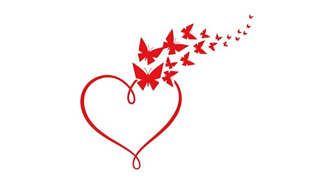 Red heart shape releasing butterflies a vibrant vector illustration
