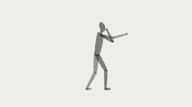 Stick figure character engaged in a phone call