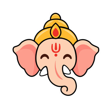 Cute Cartoon Illustration of Lord Ganesha