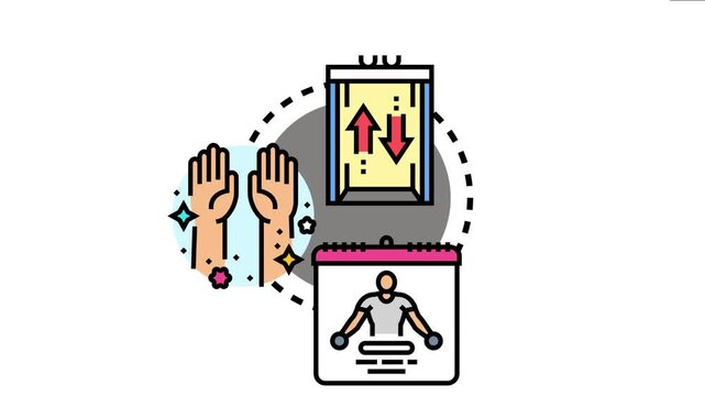 Career growth concept displaying restricted professional advancement with an elevator symbol, symbolizing blocked opportunities for reaching higher levels in work or social status