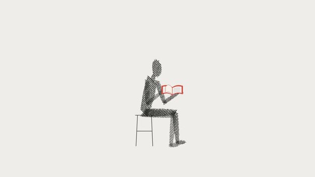 Person sitting and reading a book illustration