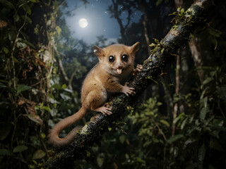 Fototapeta premium pygmy mouse lemur (Microcebus myoxinus) clinging