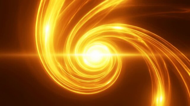 Golden light trails swirl around a radiant center in an abstract warm luminous field. Title sequence, technology presentation, and energy-themed motion design.