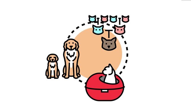 Vector depicting the concepts of animal breeding, family tree, pet ancestry, and genetic lineage forming a bond in a domestic setting