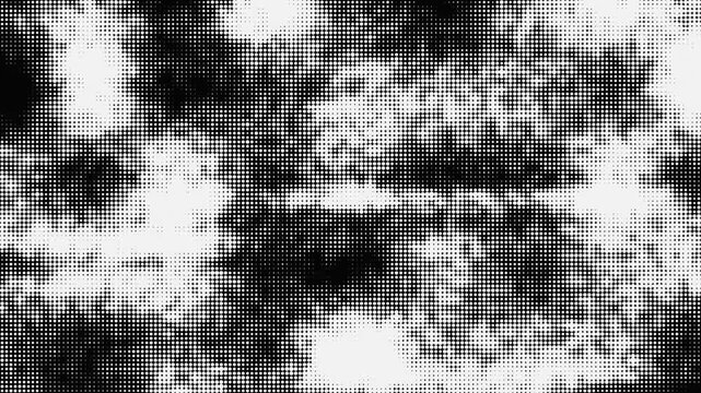 Vintage Film Damaged Scan with Pixelated Halftone Dot Pattern Flicker Overlay Effect for Retro Transition Footage