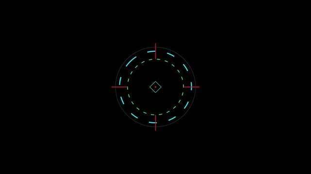 Targeting reticle crosshair scope with dashed circle overlay