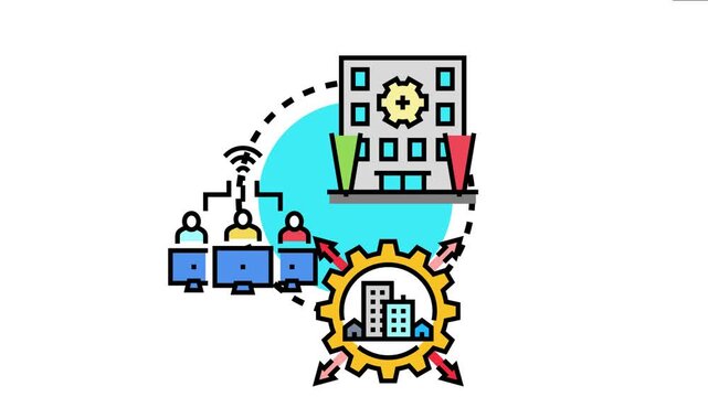 City professionals are monitoring and managing an integrated urban infrastructure, linking smart streetlights and various public services for efficient municipal operations and distributed control