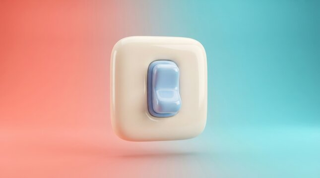 Electrical light switch 3d icon mounted on dual tone wall