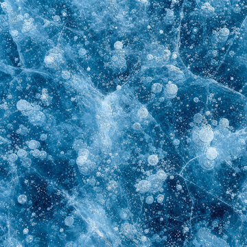 Frozen lake seamless pattern with layered trapped air bubbles and intricate translucent winter ice texture