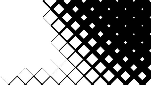 Diamond lattice grid pattern with crosshatch halftone lines expanding diagonally across white background for video transition matte wipe