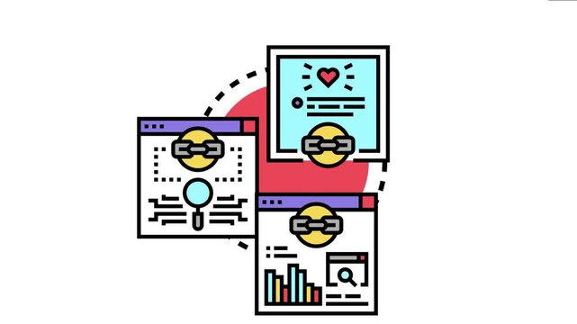 Linked variables concept representing the connection and relationship between different data fields. Documents. And web interfaces
